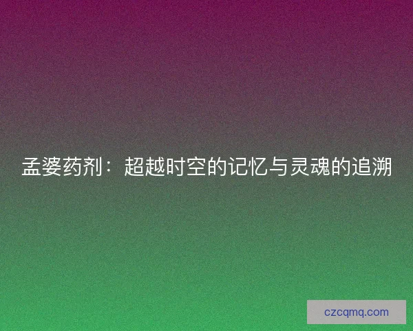 孟婆药剂：超越时空的记忆与灵魂的追溯